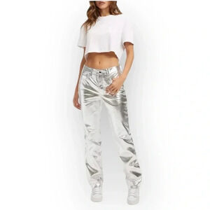 Good American Good Icon Metallic Faux Leather Pants Women’s Size 26
